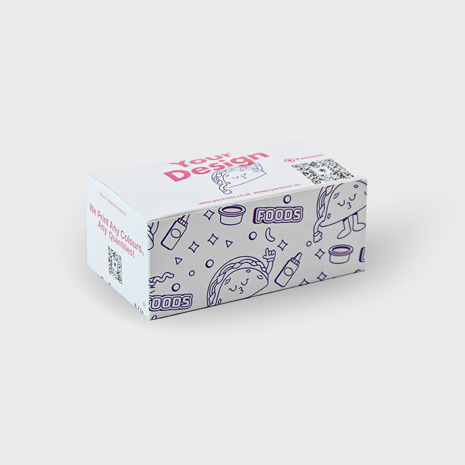 Custom Printed Food Boxes - Lock Bottom - Foldable - White