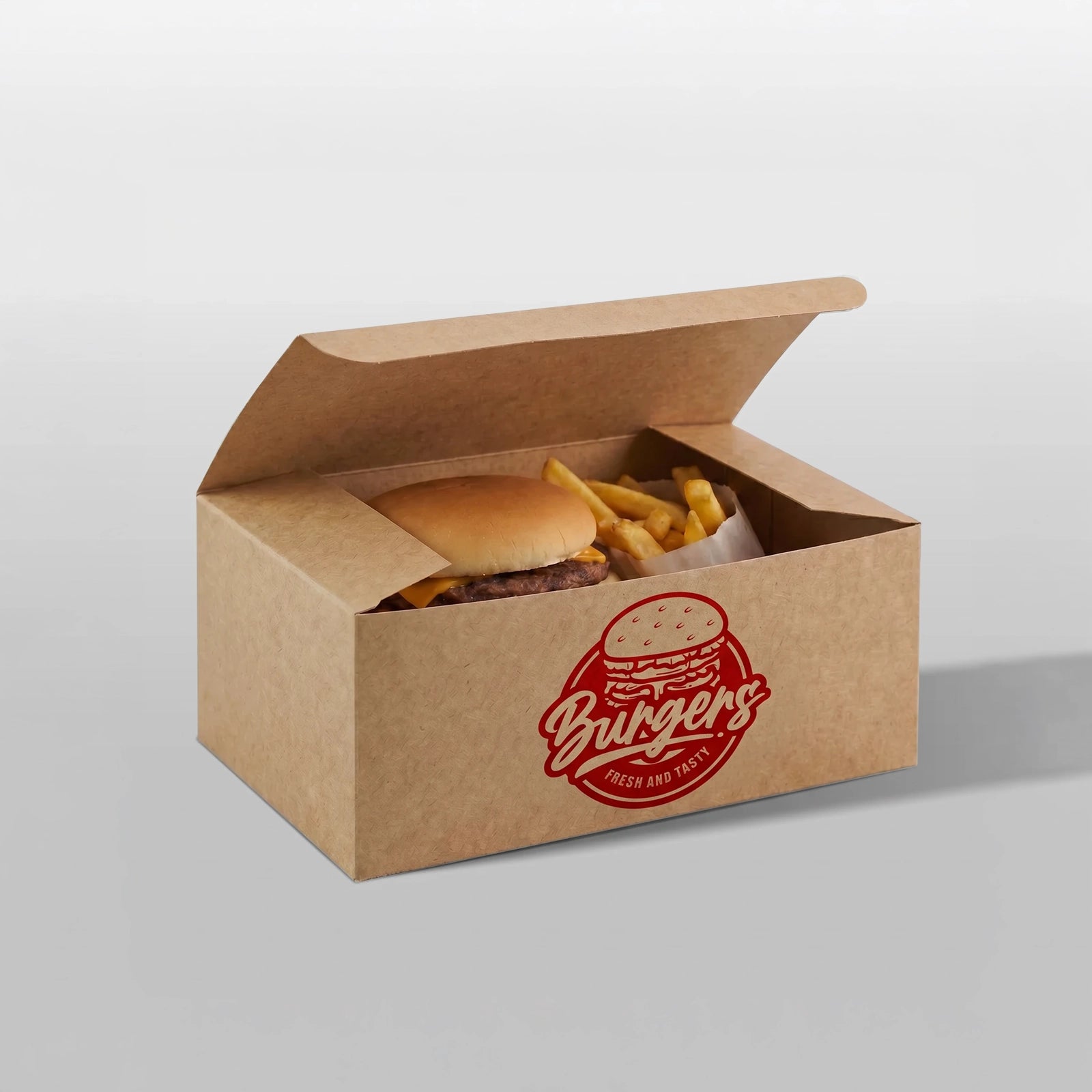 Burger-Menüboxen | Braun | Automatikboden | Faltbar 