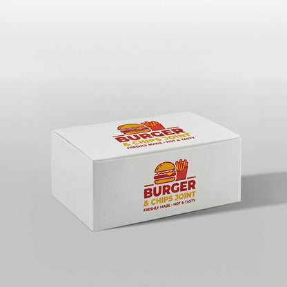 Custom Printed Burger Meal Boxes - Lock Bottom - Foldable - White