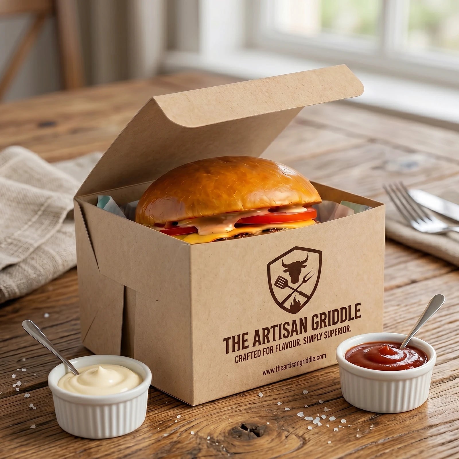 Burgerbox | Braun | Einfacher Aufbau 