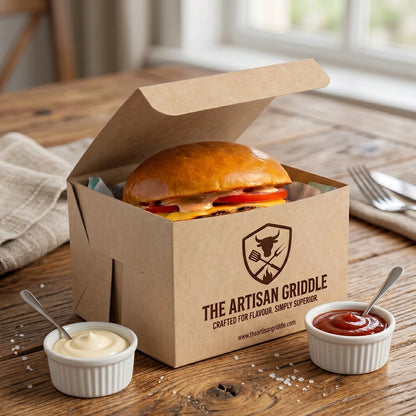 Custom Printed  Burger Box - Easy Assembly - Kraft